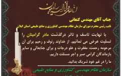 پیام تسلیت درگذشت مادر گرامی آقای مهندس کنعانی نائب رییس سازمان نظام مهندسی کشاورزی و منابع طبیعی استان گیلان